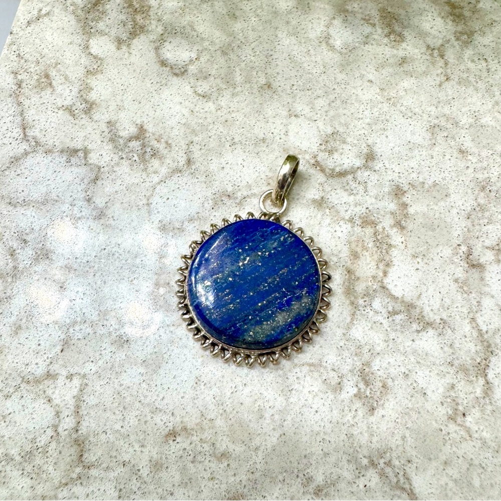 Natural Lapis Lazuli & Sterling Silver Necklace Pendant